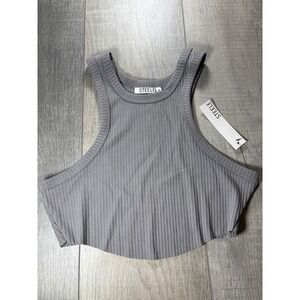 Steele Women's Gray Ribbed Cropped Tank Top Size M